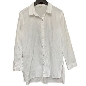 Eileen Fisher 100% organic cotton tunic button down shirt size small